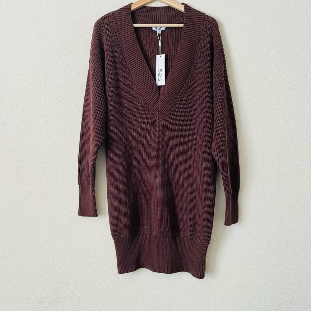 NWT 525 America XS Vneck knit tunic sweater in Mink brown